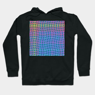 Wavy Plaid Rainbow on Dark Teal Repeat 5748 Hoodie